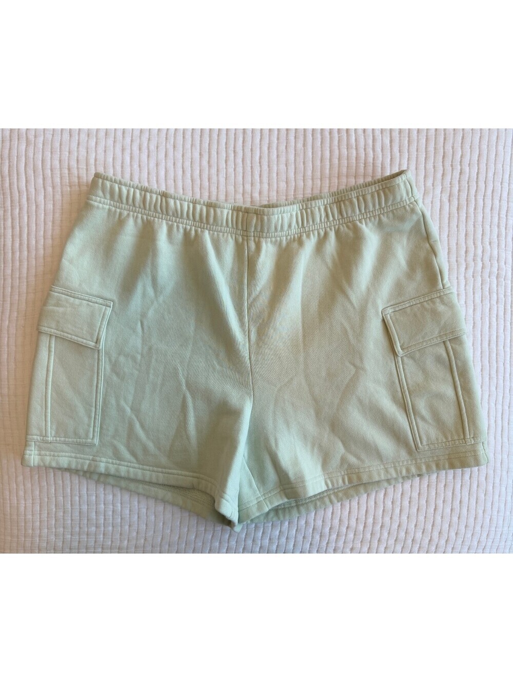 Aritzia Sweatfleece Mega Fit Cargo Sweat Shorts Light Green XL
